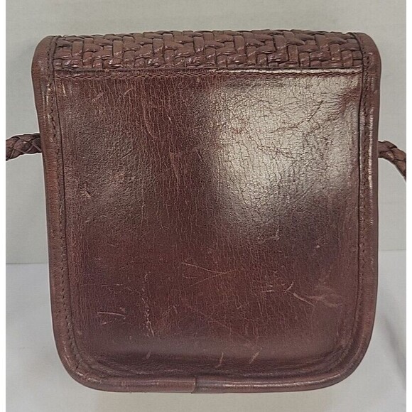 Brighton Brown Crocodile Embossed Woven Leather Small Crossbody Purse Vintage - Picture 3 of 12